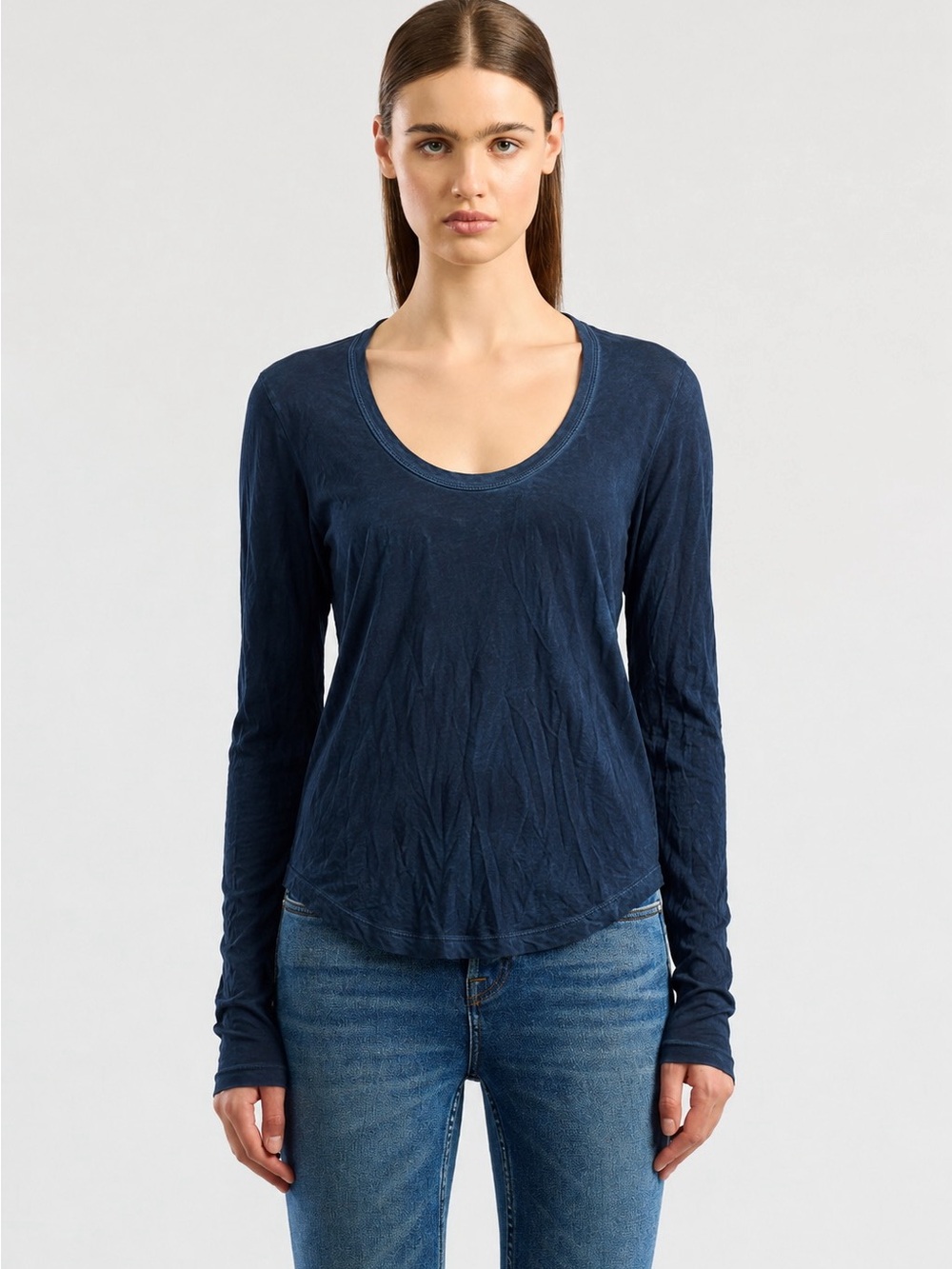 Cotton Citizen Long Sleeve Tee Washed Blue Made in USA Women Size L